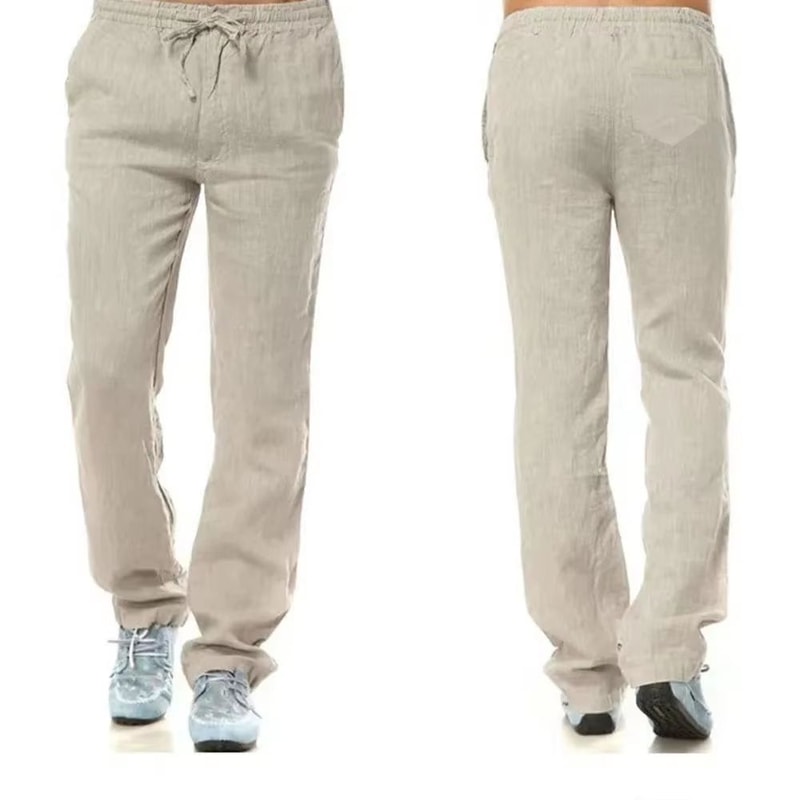 Menslinen Pants In Cotton Linen Pants Men Blend Relaxed Streetwear Linen Trousers With Back Pocket 8