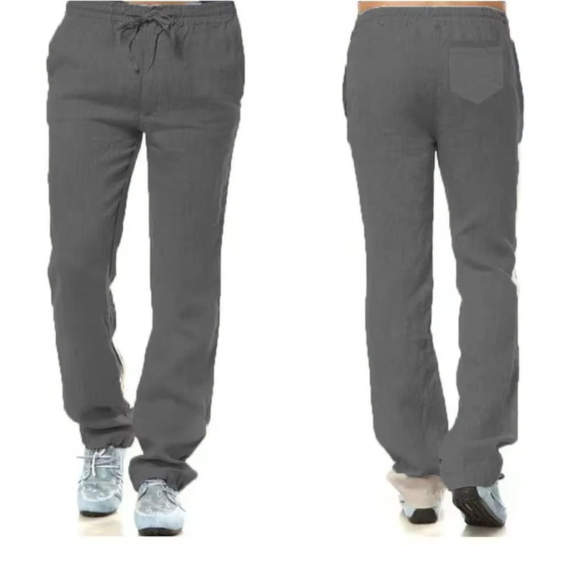 Menslinen Pants In Cotton Linen Pants Men Blend Relaxed Streetwear Linen Trousers With Back Pocket 9