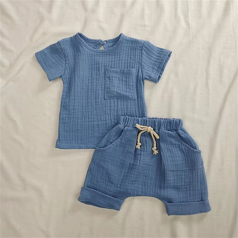 2Piece Baby Outfit Set In Soft Cotton TShirt And Shorts Newborn Clothes 5