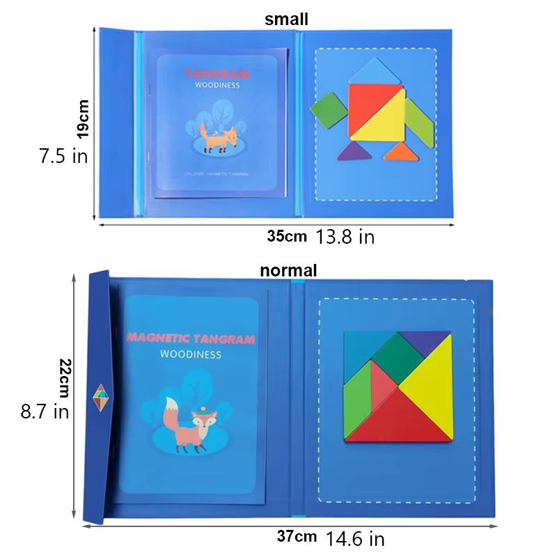 Portable Magnetic Tangram Puzzle Montessori Puzzle Book With Wooden Pieces TravelFriendly 1