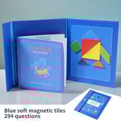 portable magnetic tangram puzzle montessori puzzle book with wooden pieces (travel-friendly)