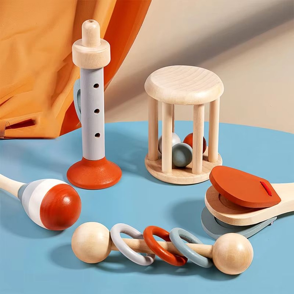 5Piece Baby Musical Instrument Set Montessori Baby Toys Sensory Rattles For Early Play 0