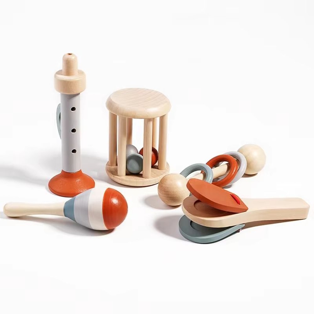 5Piece Baby Musical Instrument Set Montessori Baby Toys Sensory Rattles For Early Play 1