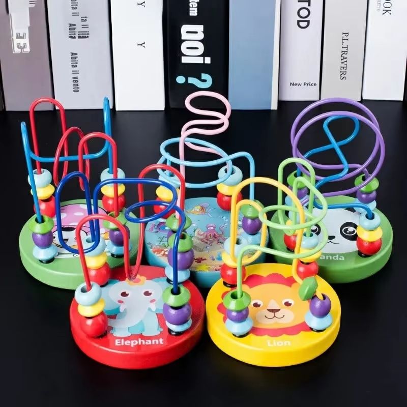 Colorful Wooden Roller Coaster Bead Maze Toy For Preschool Learning 0