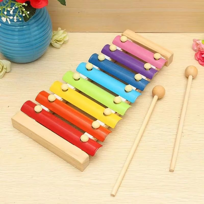 Wooden Xylophone For Kids 8Note Multicolor Montessori Music Toy With Mallet 3