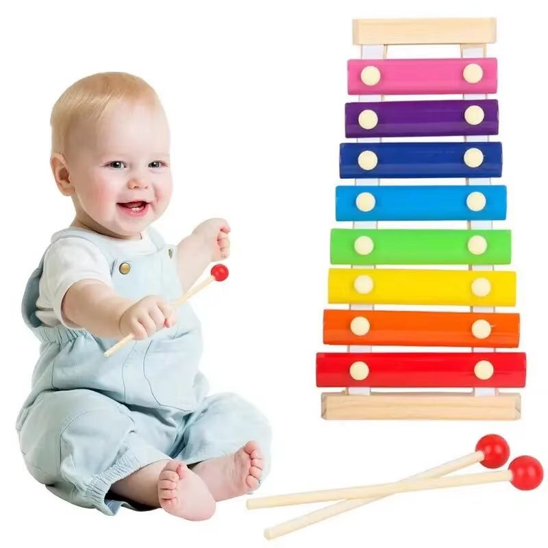 Wooden Xylophone For Kids 8Note Multicolor Montessori Music Toy With Mallet 2