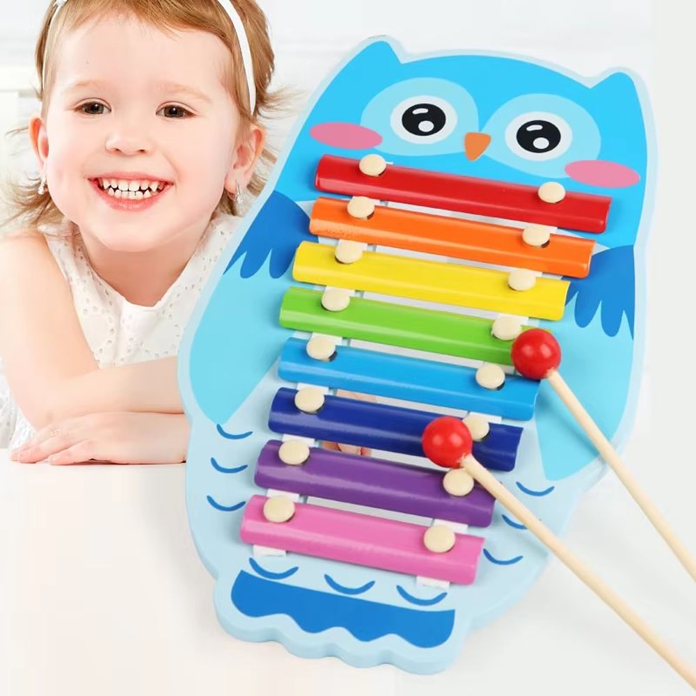 Wooden Xylophone For Kids 8Note Multicolor Montessori Music Toy With Mallet 1