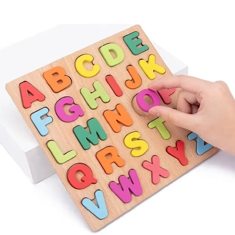 Colorful Alphabet Number Puzzle Board Wooden Alphabet Number Matching Game For Preschool Kids 3