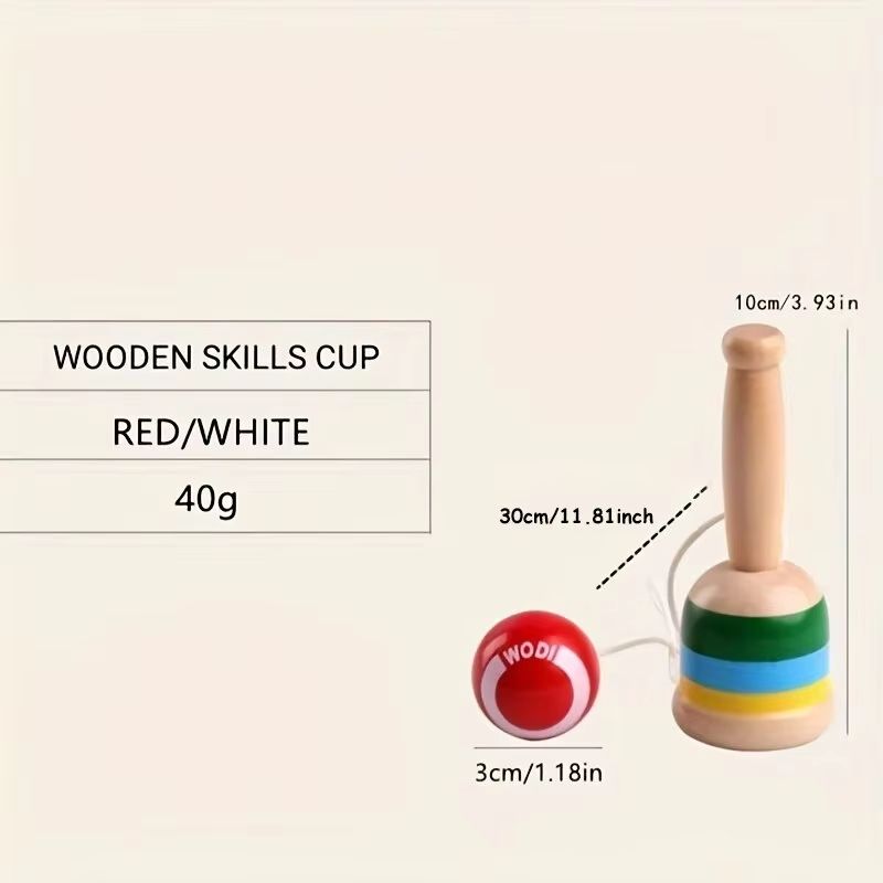 Montessori Wooden CupandBall Skill Toy ThrowandCatch Game For Kids 1