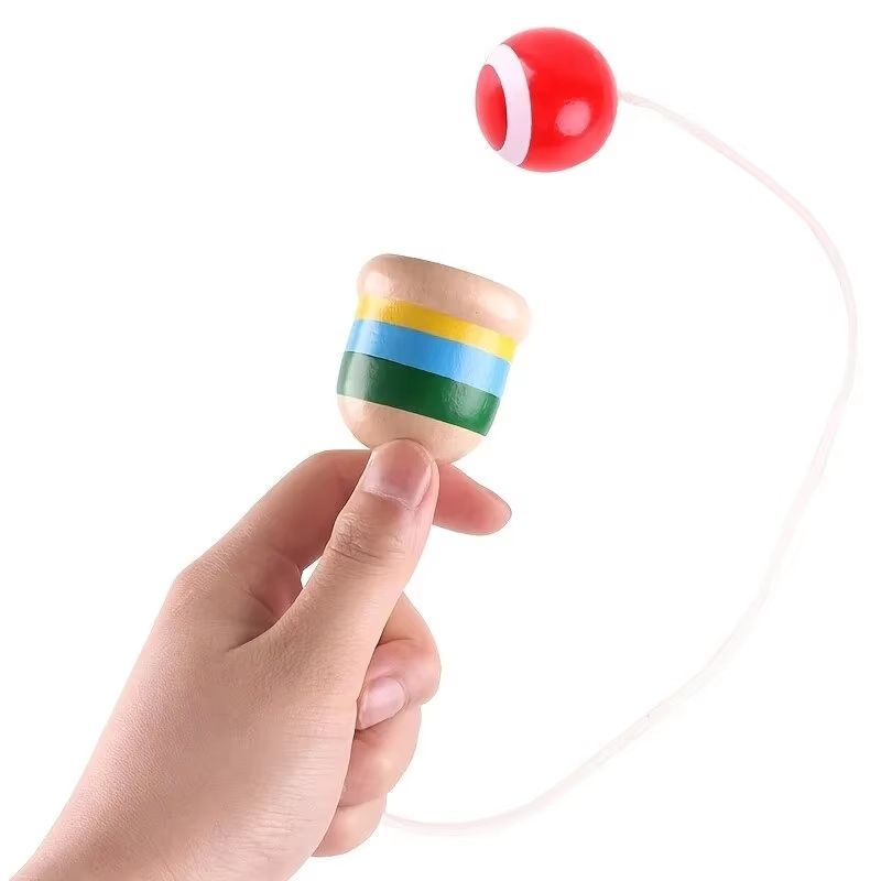 Montessori Wooden CupandBall Skill Toy ThrowandCatch Game For Kids 2