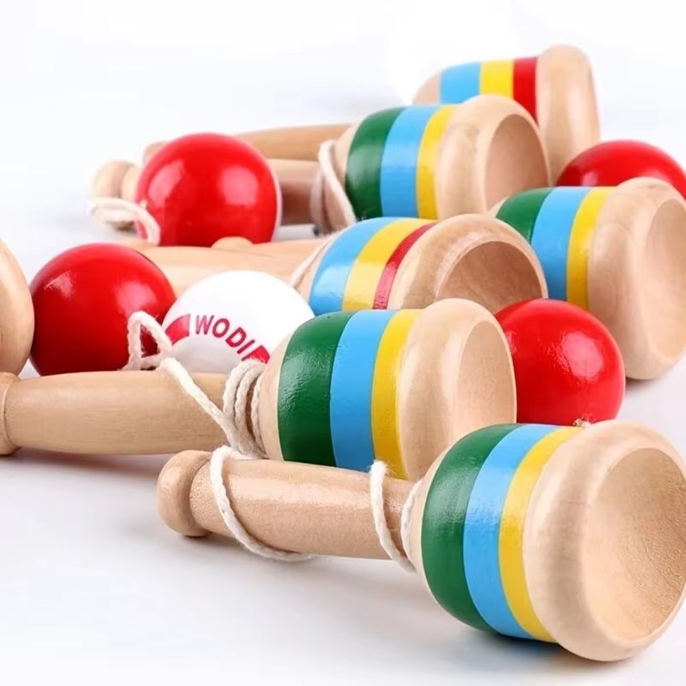 Montessori Wooden CupandBall Skill Toy ThrowandCatch Game For Kids 4