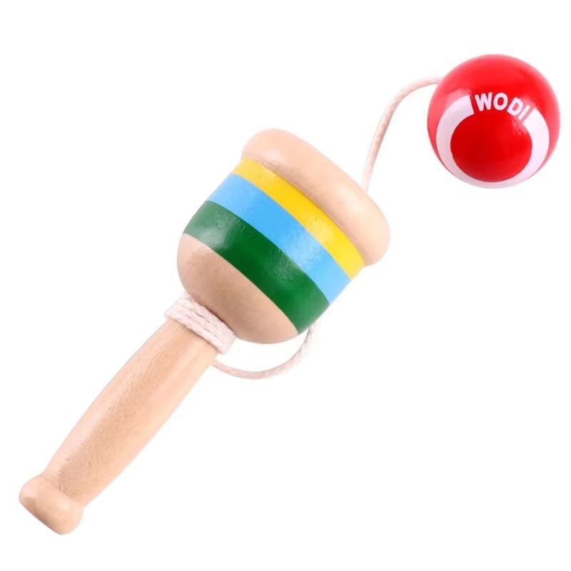 Montessori Wooden CupandBall Skill Toy ThrowandCatch Game For Kids 6