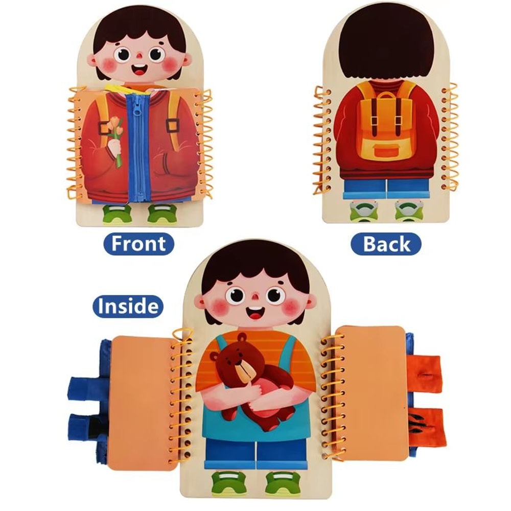 MultiLayer Wooden Busy Board Montessori Busy Board Toddler Dressing Board For Quiet SkillBuilding P 0