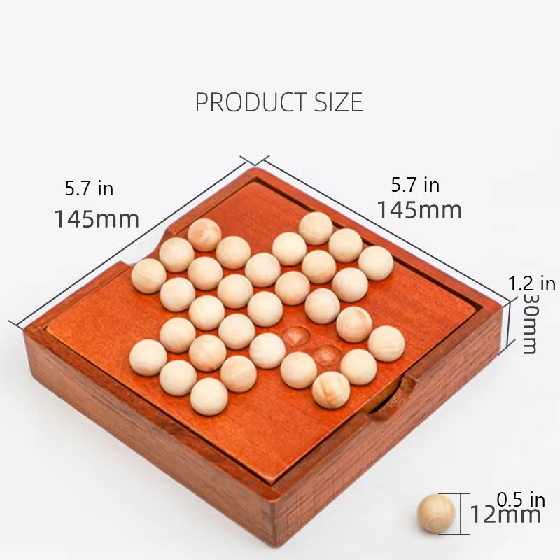 Wooden Peg Solitaire Board Game SinglePlayer Diamond Puzzle For Focus Logic 1