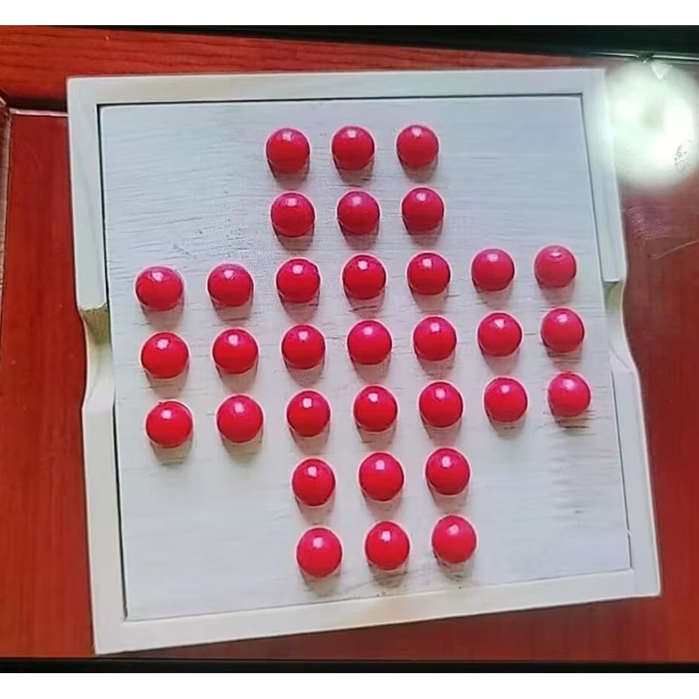 Wooden Peg Solitaire Board Game SinglePlayer Diamond Puzzle For Focus Logic 4