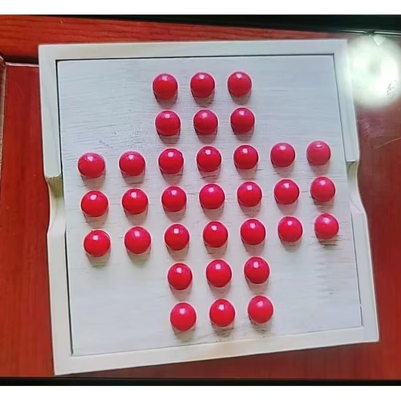 Wooden Peg Solitaire Board Game SinglePlayer Diamond Puzzle For Focus Logic 4