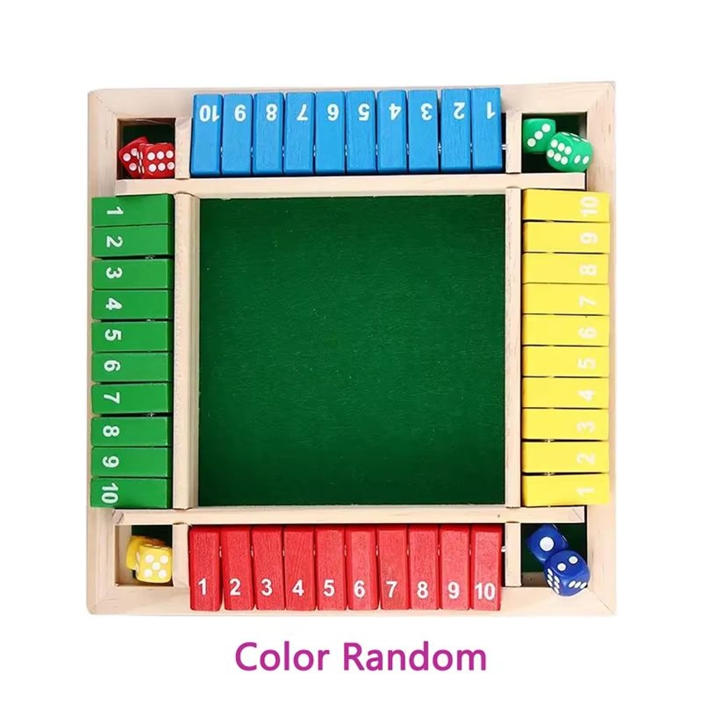 Deluxe Shut The Box Game Wooden Shut The Box Game 4 Player Dice Game With 10 Flip Tiles 6