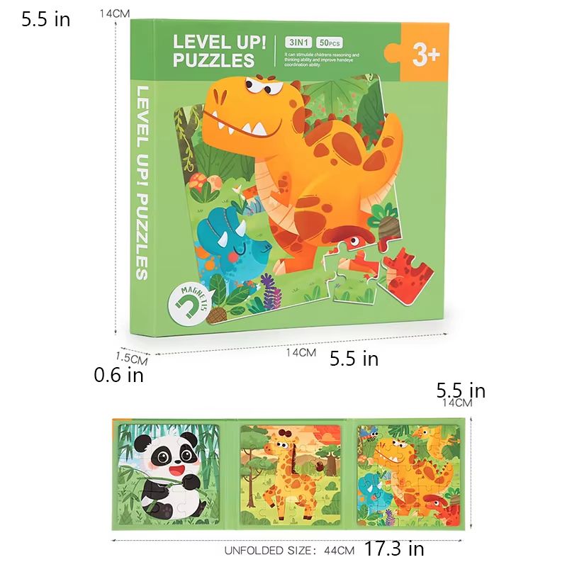 Magnetic Puzzle Book For Kids Montessori Animal Jigsaw Travel Toy 1