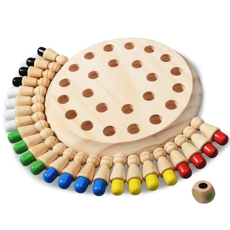 Wooden Memory Match Stick Chess Montessori Color Matching Dice Game 5