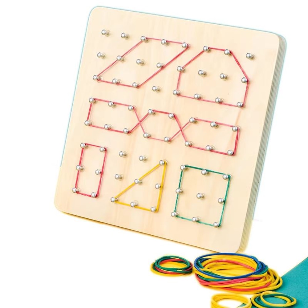 Montessori Geoboard Rubber Band Nail Board With Pattern Cards Portable Learning Toy For Kids 3