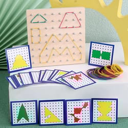 montessori geoboard rubber band nail board with pattern cards, portable learning toy for kids