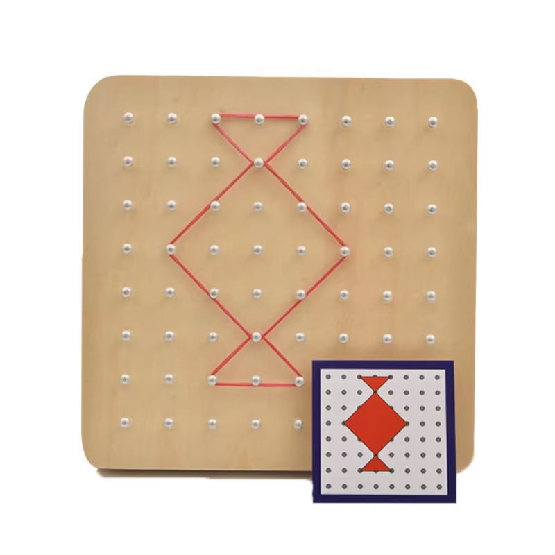 Montessori Geoboard Rubber Band Nail Board With Pattern Cards Portable Learning Toy For Kids 5