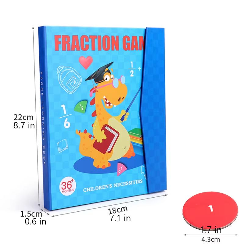Magnetic Fraction Book Wooden Learning Set Montessori Math Tiles For Kids 1