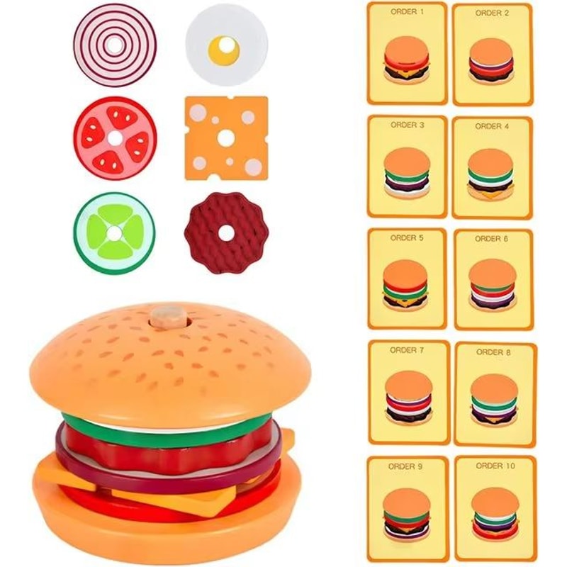 BuildaBurger Wooden Burger Stacking Toy For Toddlers 6