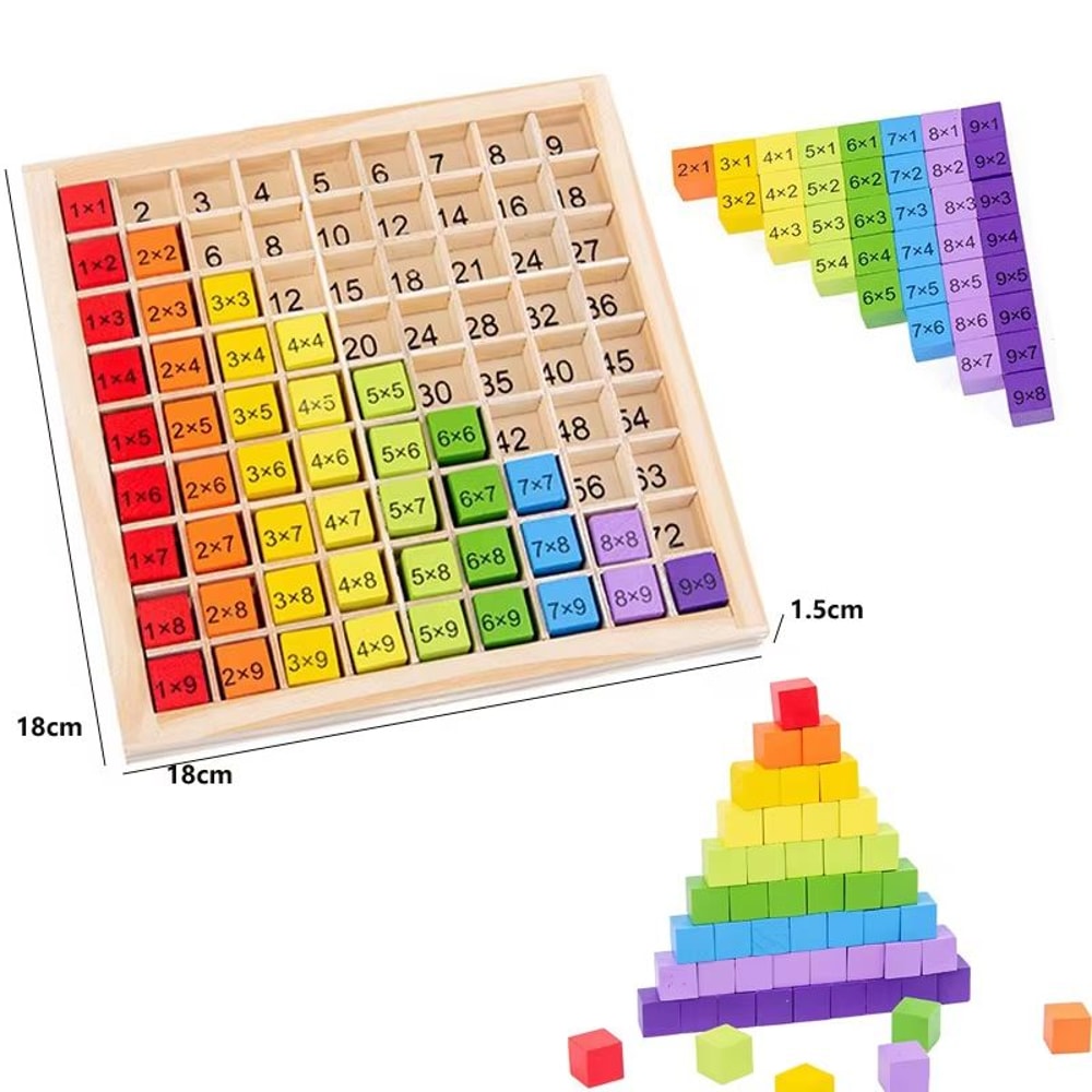 Wooden Multiplication Board Game With Cards Dice Montessori Math Toy For Kids 3