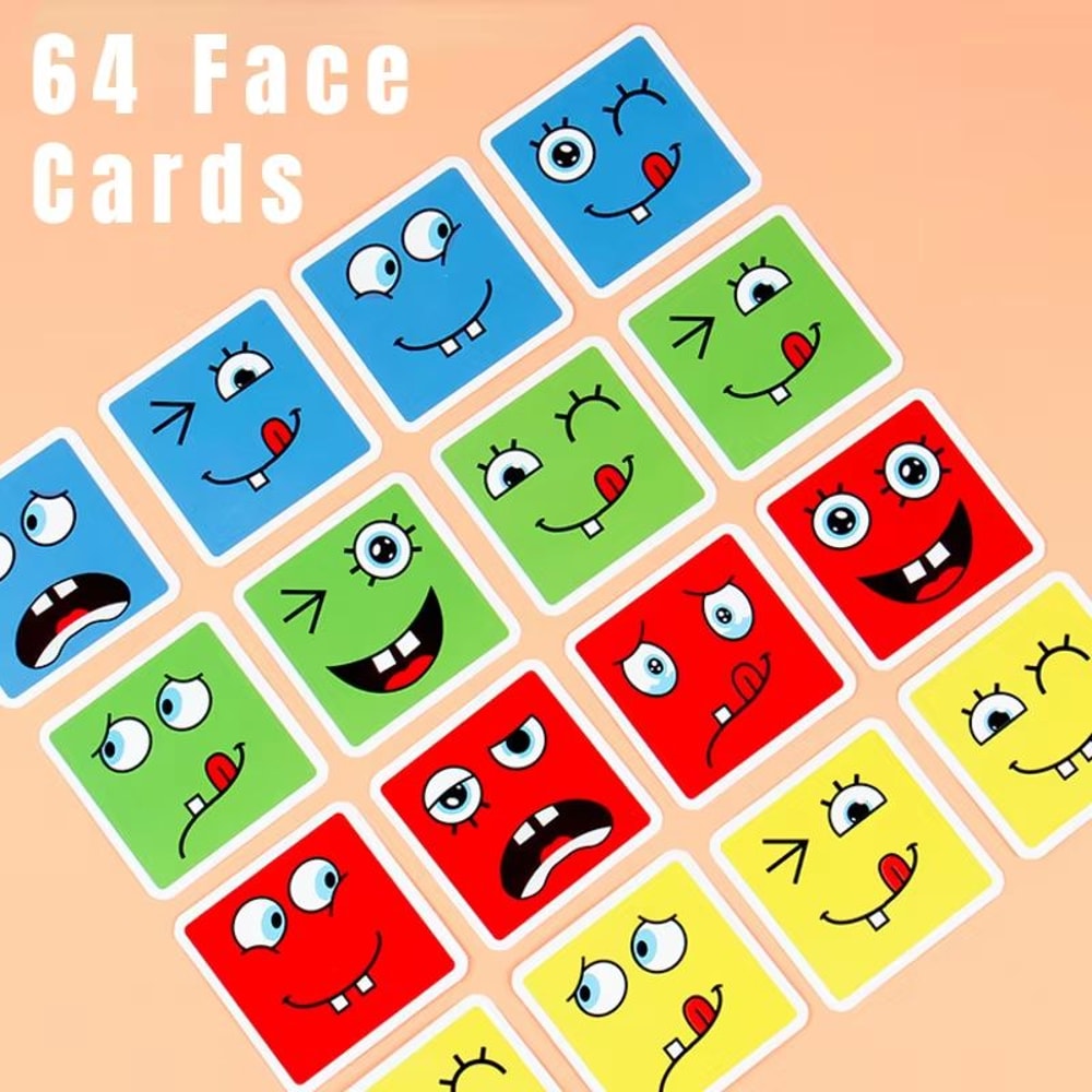 Wooden Face Changing Blocks Montessori Expression Puzzle Game Set 3
