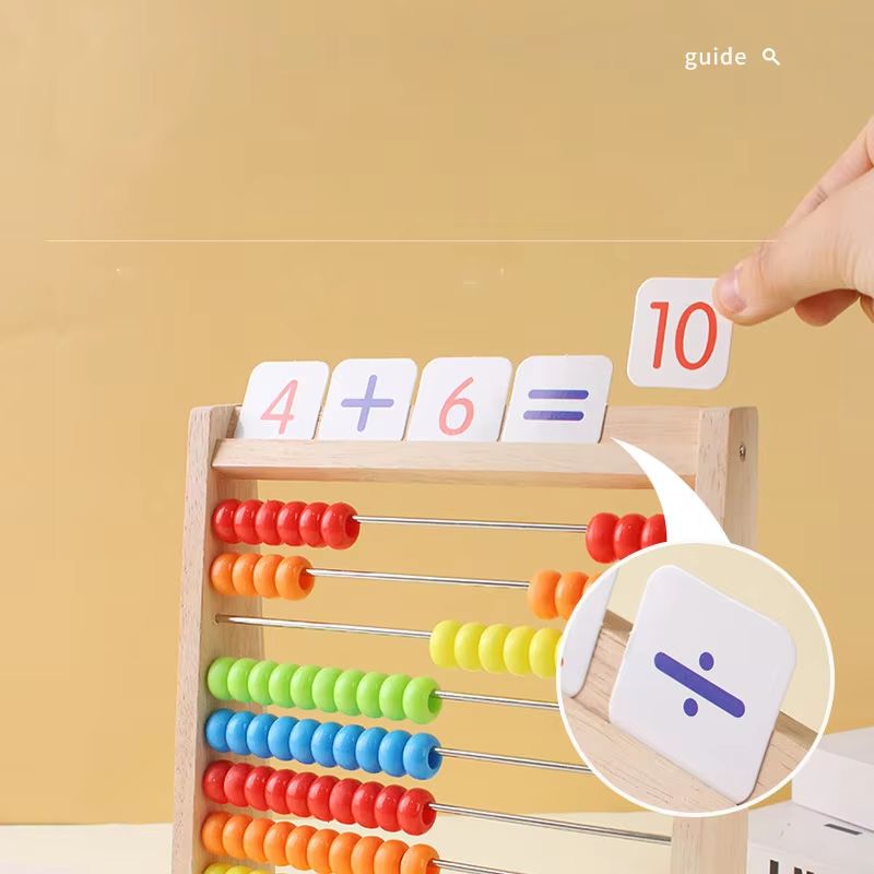 Wooden Abacus For Kids Montessori Counting Toy With Rainbow Counting Beads 5