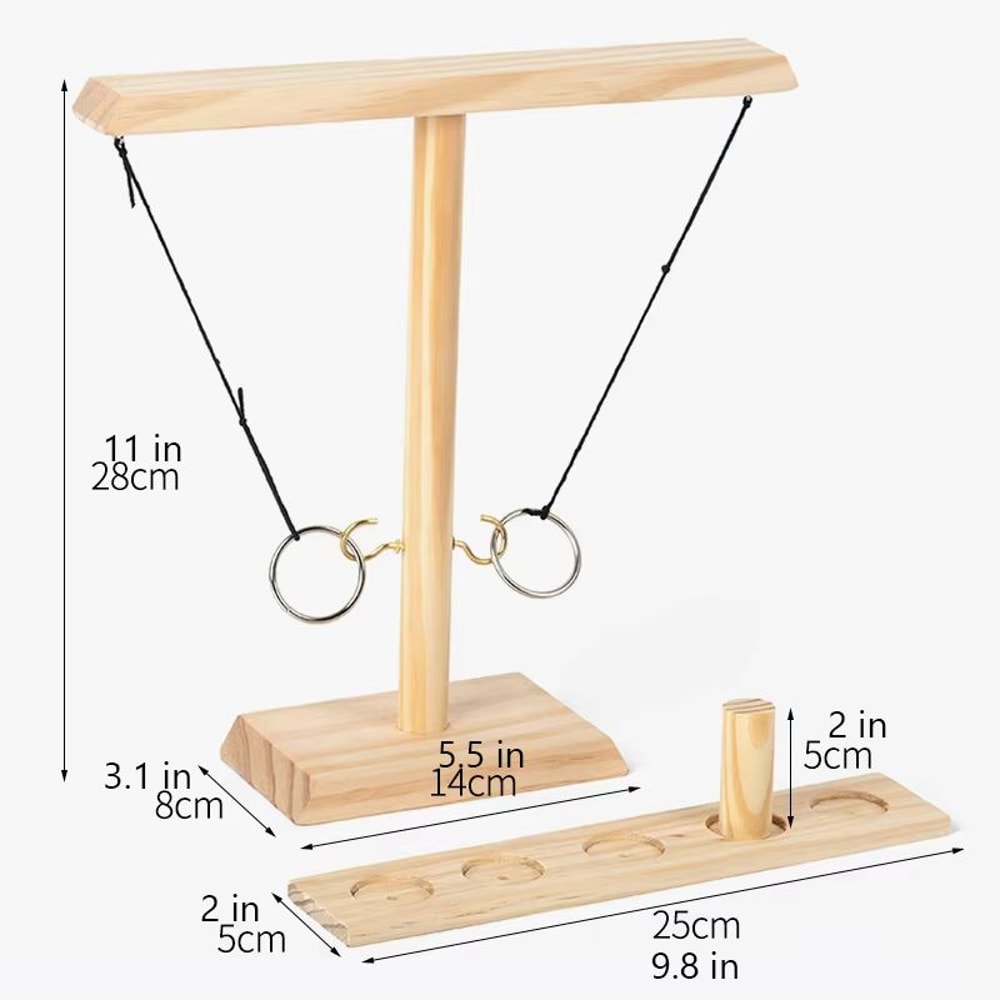 Handmade Hook And Ring Game Wooden Ring Toss Party Game For Patio Home 1