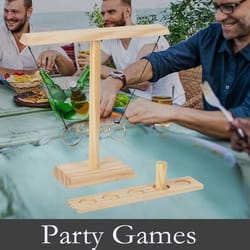 handmade hook and ring game. wooden ring toss party game for patio & home