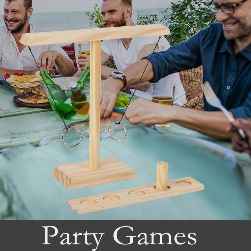 Handmade Hook And Ring Game Wooden Ring Toss Party Game For Patio Home 0