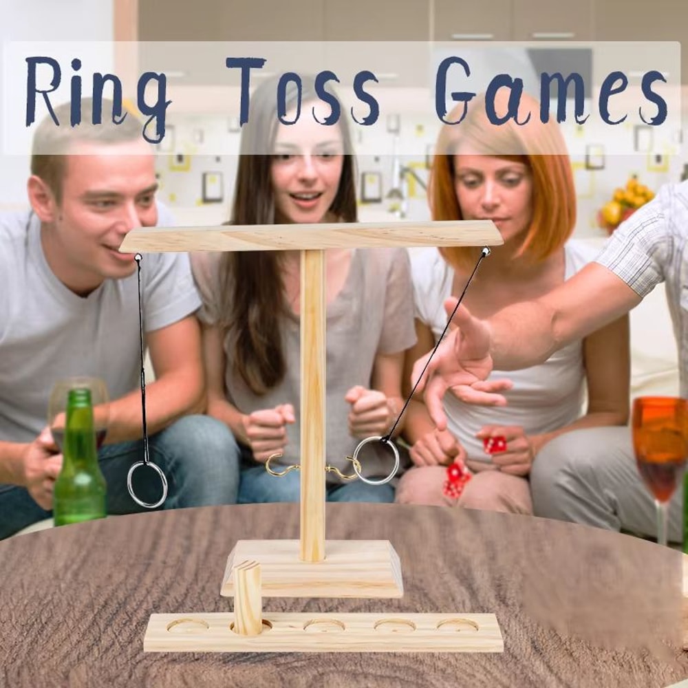 Handmade Hook And Ring Game Wooden Ring Toss Party Game For Patio Home 7