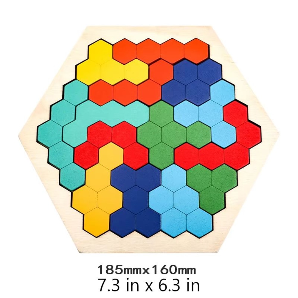 3D Wooden Tangram Puzzle Blocks Colorful Montessori Shape Brain Teaser For Kids 1