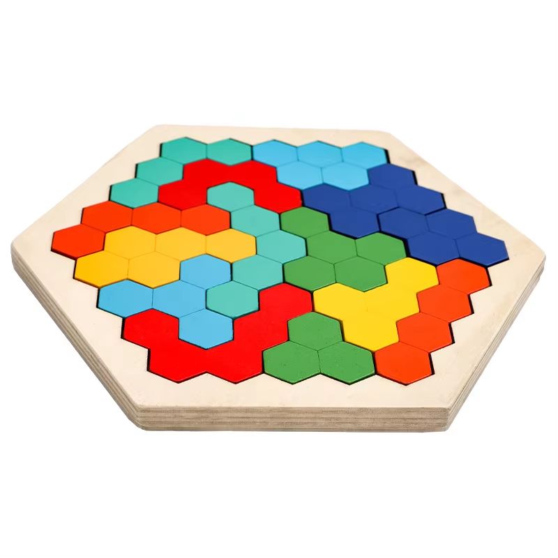 3D Wooden Tangram Puzzle Blocks Colorful Montessori Shape Brain Teaser For Kids 7