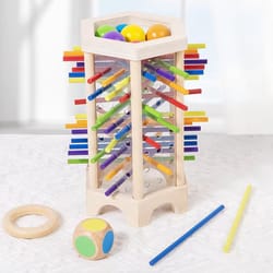 3-in-1 wooden stick and number tower game - montessori math & thinking toy for kids