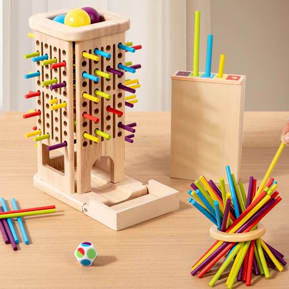 3in1 Wooden Stick And Number Tower Game Montessori Math Thinking Toy For Kids 5