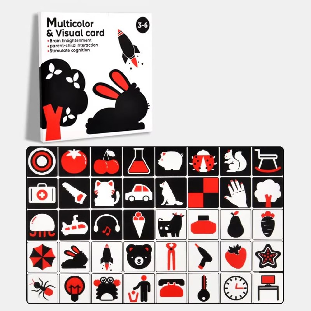 High Contrast Baby Cards Montessori Visual Stimulation Flash Cards For Newborns 4