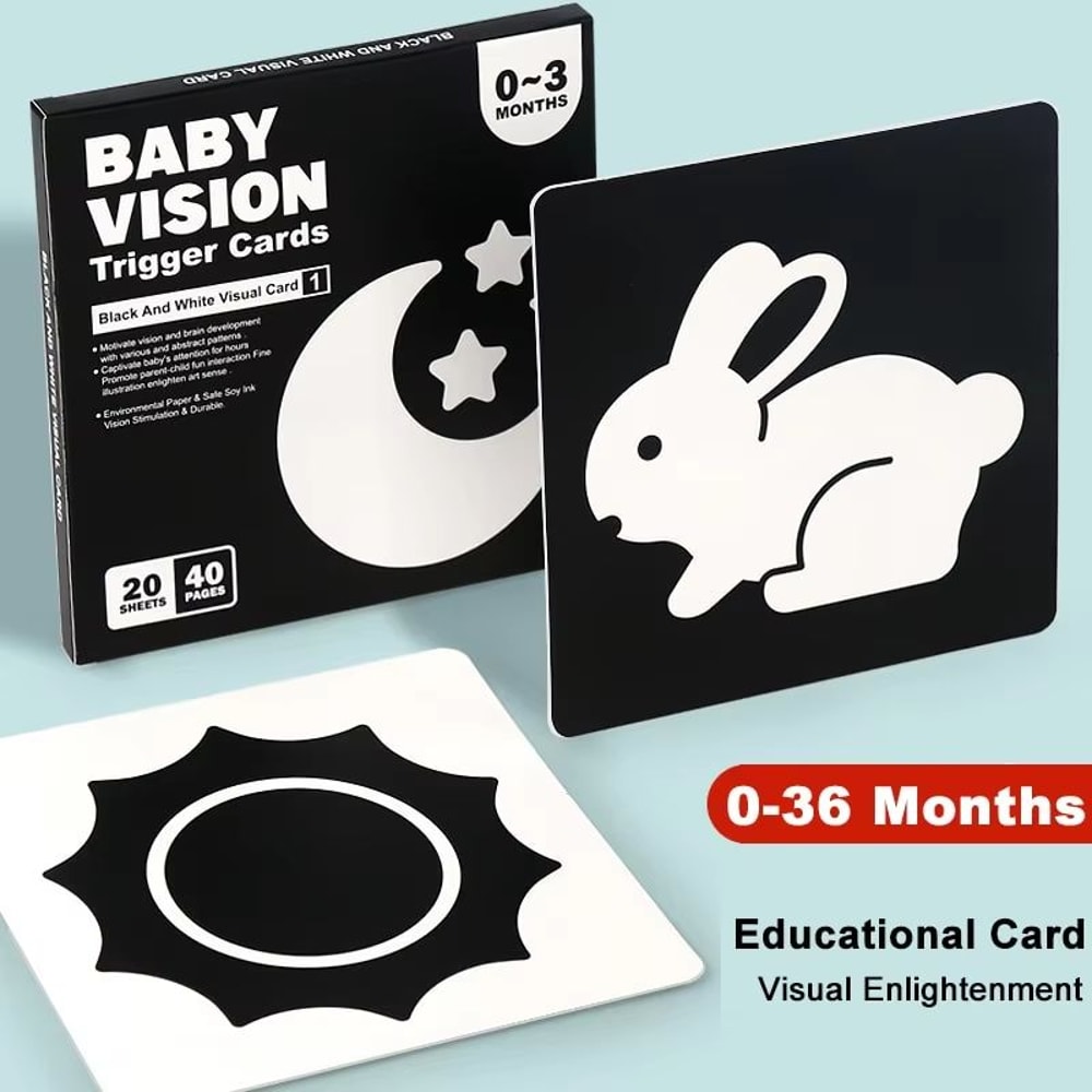 High Contrast Baby Cards Montessori Visual Stimulation Flash Cards For Newborns 7