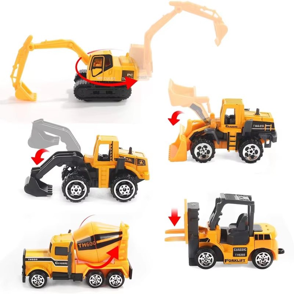 10in1 Construction Truck Toy Set With Storage Carrier DieCast Construction Vehicles 5