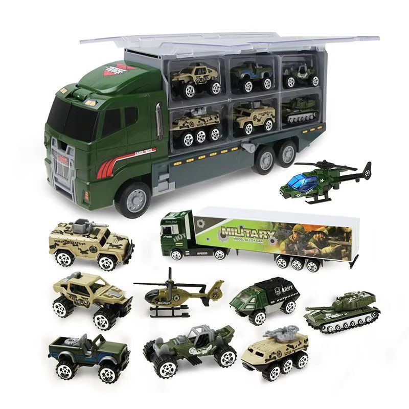 10in1 Construction Truck Toy Set With Storage Carrier DieCast Construction Vehicles 14