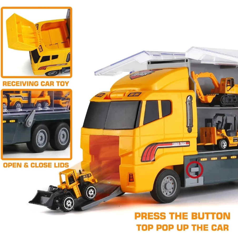 10in1 Construction Truck Toy Set With Storage Carrier DieCast Construction Vehicles 2