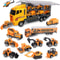 10in1 Construction Truck Toy Set With Storage Carrier DieCast Construction Vehicles 13