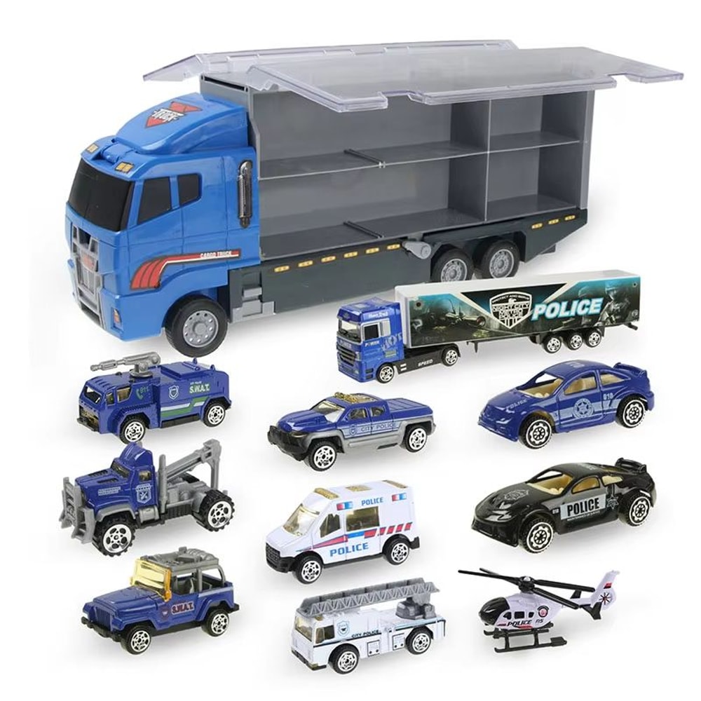 10in1 Construction Truck Toy Set With Storage Carrier DieCast Construction Vehicles 15