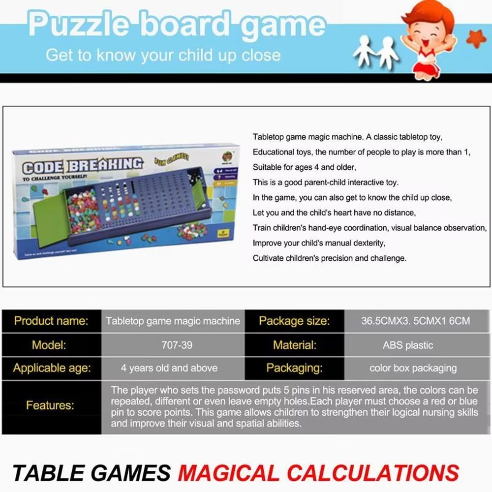 Code Breaking Board Game For 2 Players Family Logic Puzzle With Scoring Pegs 4