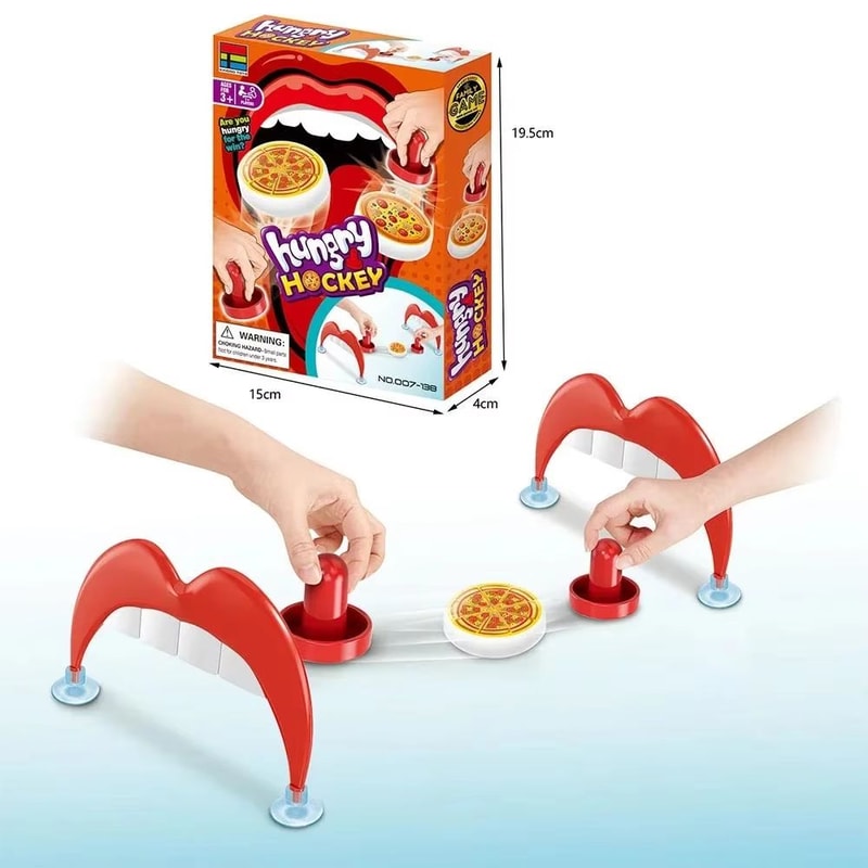 Desktop Ice Hockey Game PizzaThemed Tabletop Set Compact Family Challenge 3