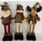 Stretchable Plaid Santa Snowman Reindeer Set Of 3 Cozy Christmas Plush Doll Decor 1