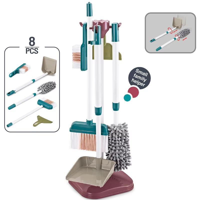 Little Helper Pretend Play Cleaning Set With Toy Vacuum Cleaner And Storage Rack 7